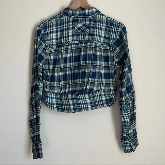 Free People First Bloom Plaid Top Blue Size XS Retails $78 - Picture 9 of 10